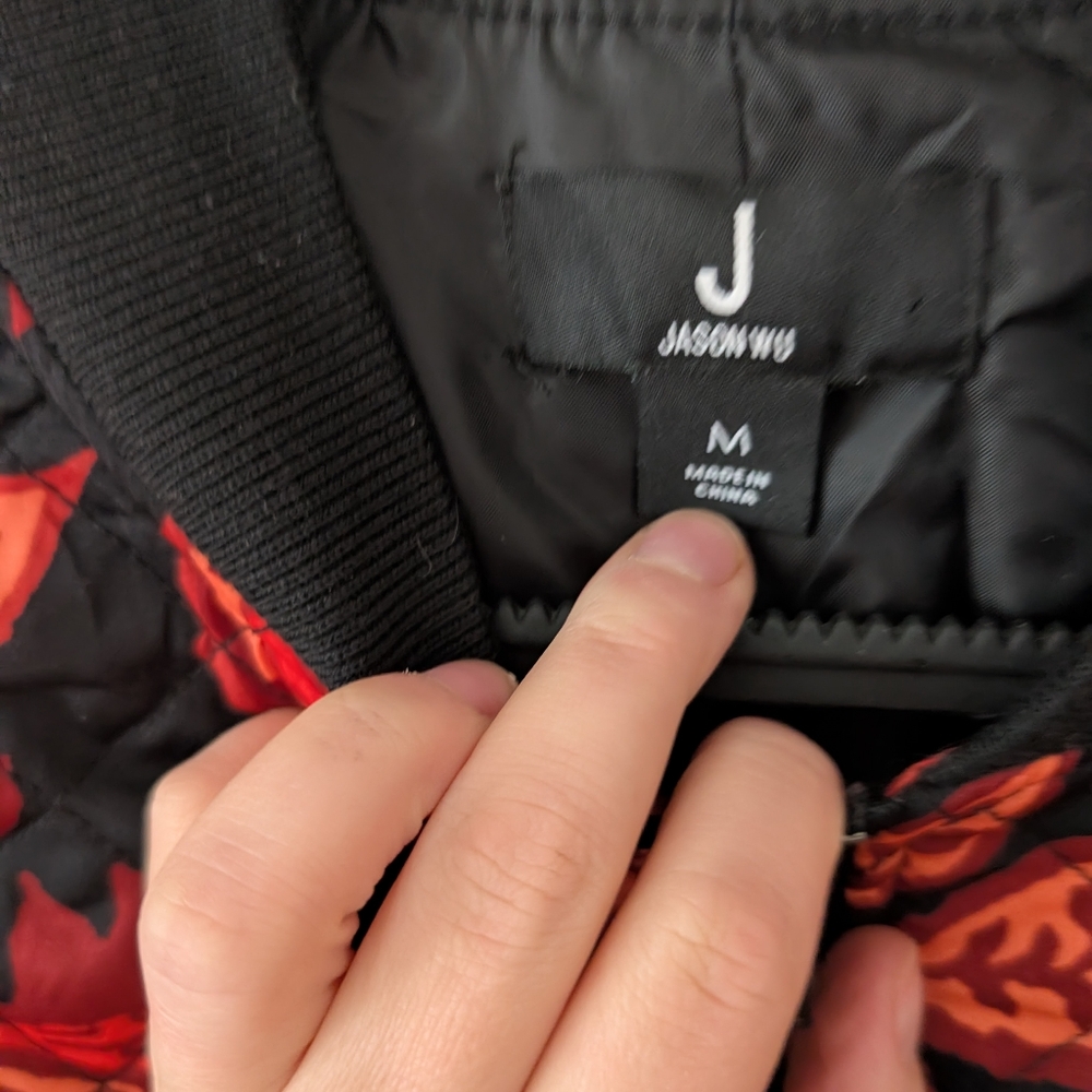Jason Wu Red‎ Black Floral Quilted Bomber Jacket Size Medium - Picture 3 of 8